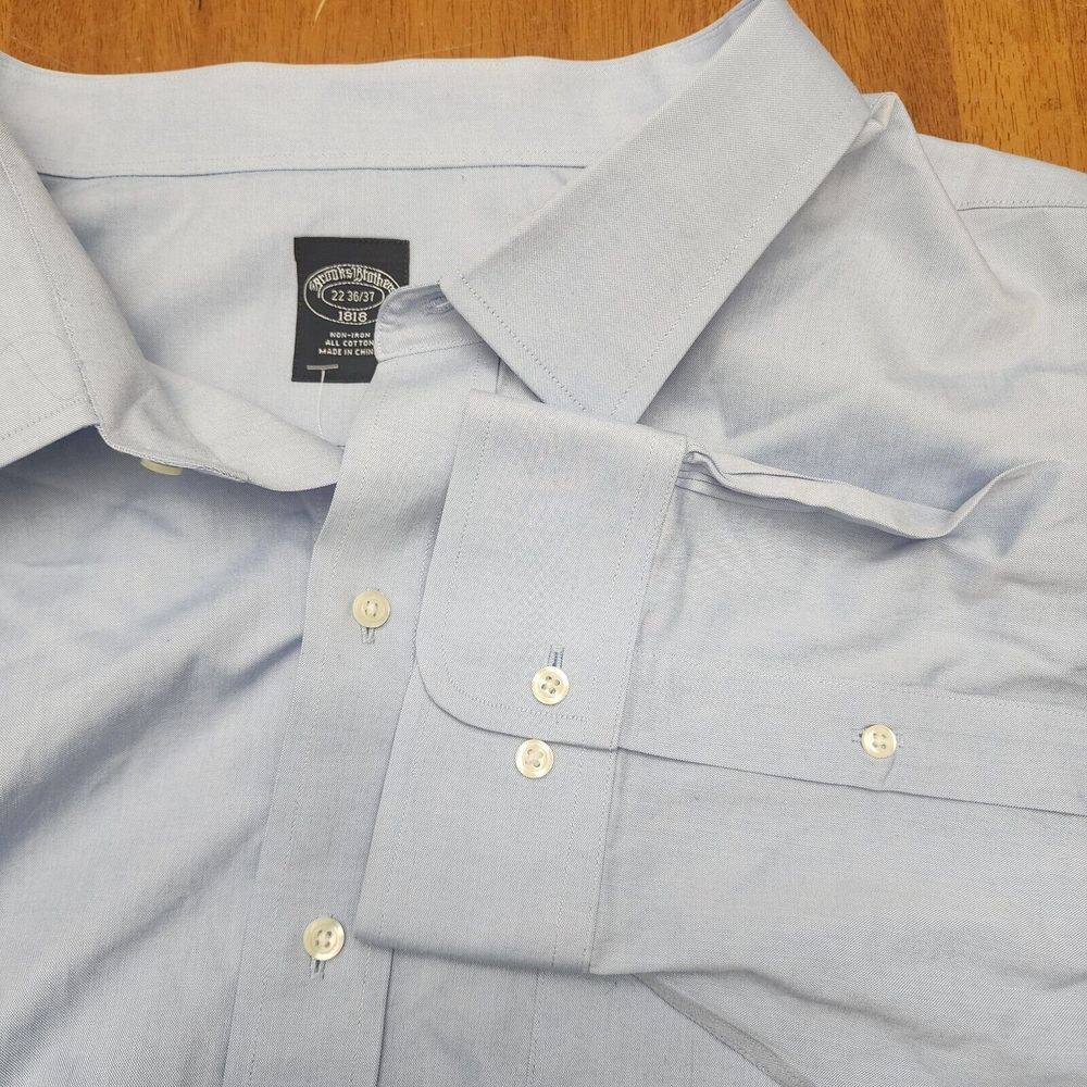 Brooks Brothers Men's 22 (36-37) Button-Up Long Sleeve Shirt Blue New